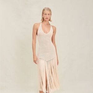 Devon Windsor Women’s Ronnie Dress Ivory Crochet Fringe Dress